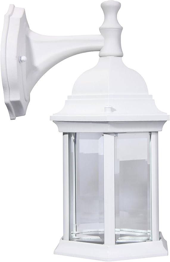 LIT-PaTH Outdoor Wall Lantern, Wall Sconce as Porch Lighting Fixture, E26 Medium Base Max 60W, Aluminum Housing Plus Glass, Matte White Finish, 1-Pack-VerdiqueGarden