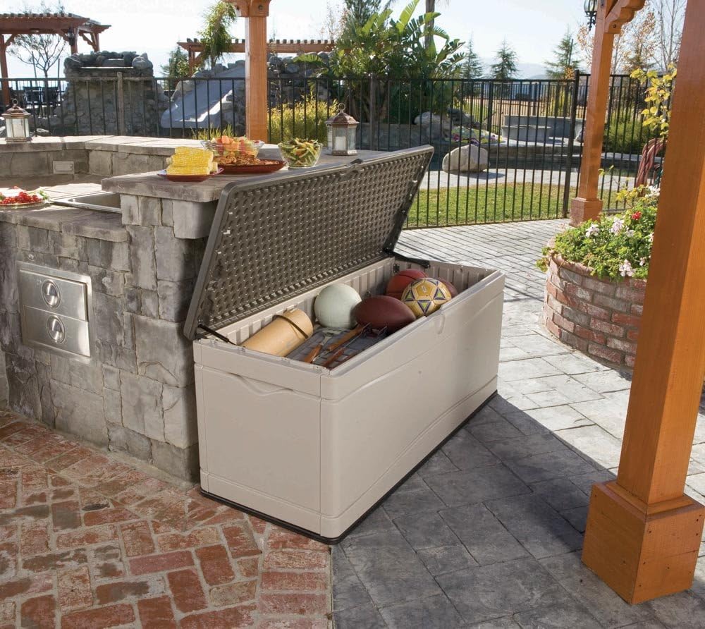 Lifetime 60012 Extra Large Deck Box, 130 Gallon, Desert Sand/Brown-VerdiqueGarden