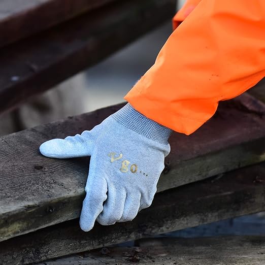 Vgo... 3 Pairs Safety Work Gloves,Gardening Gloves,Polyurethane Coated,Dipping Gloves,Latex Free(Szie L,Gray&White,PU6029)-VerdiqueGarden