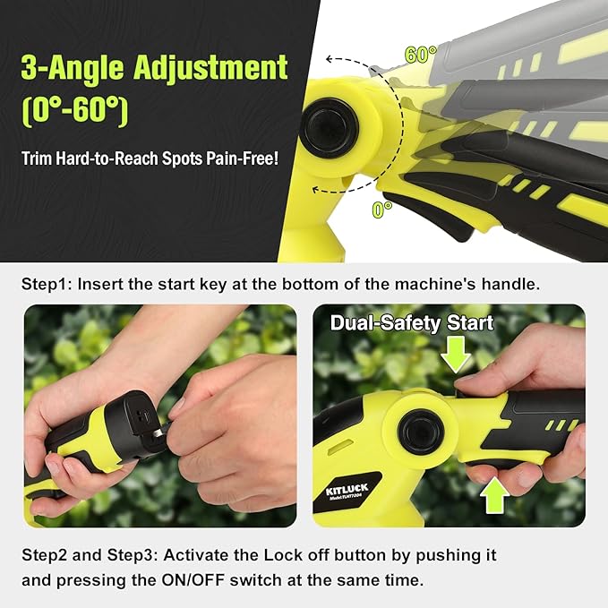 KITLUCK 8V Cordless 2-in-1 Grass Shear & Hedge Trimmer,Handheld Electric Grass Trimmer Hedge Shears/Grass Cutter Rechargeable,2000mAh Battery for Yard, Garden, Lawn Care-VerdiqueGarden