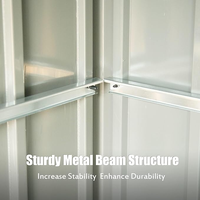 Domi Outdoor Storage Shed 5' x 3’, Metal Garden Shed with Galvanized Steel Frame for Bike, Tools, Lawn Mowers, Pool Toys, Outdoor Storage Cabinet with Lockable Door for Garden Lawn Patio (Dark Grey)-VerdiqueGarden