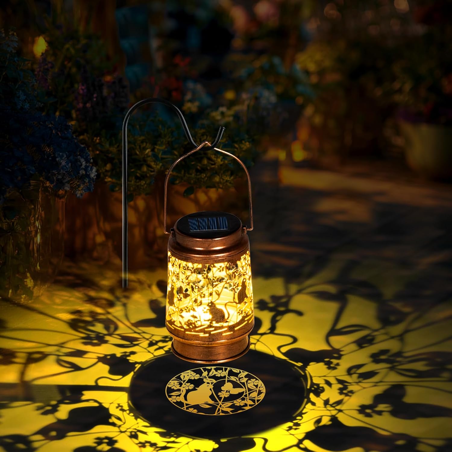 Solar Lanterns Outdoor Waterproof, Cat Garden Decor for Yard Porch Lawn Patio Pathway, Hanging Solar Lights Birthday Gifts for Women Mom Grandma Sister Friend-VerdiqueGarden