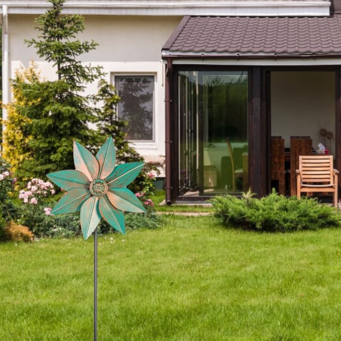 DREAMYSOUL Pinwheels for Yard and Garden, 38 Inches Metal Kinetic Wind Spinner for Outdoor Garden Patio Yard Decor-VerdiqueGarden