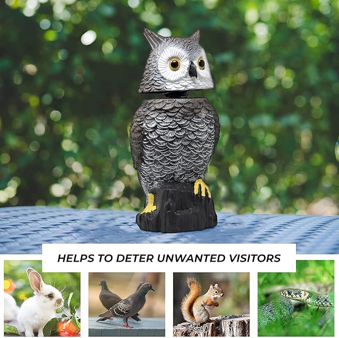 Galashield Owl Decoy to Scare Birds Away Scarecrow Fake Owl with Rotating Head 15" Tall-VerdiqueGarden