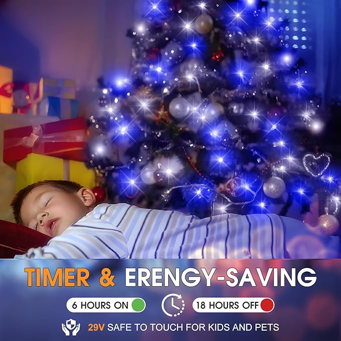 KNONEW 600ft 1500 LED Christmas String Lights Outdoor 8 Modes & Timer Fairy Light Plug in Waterproof for Xmas Yard Tree Wedding Party Holiday Decorations (Blue and White)-VerdiqueGarden