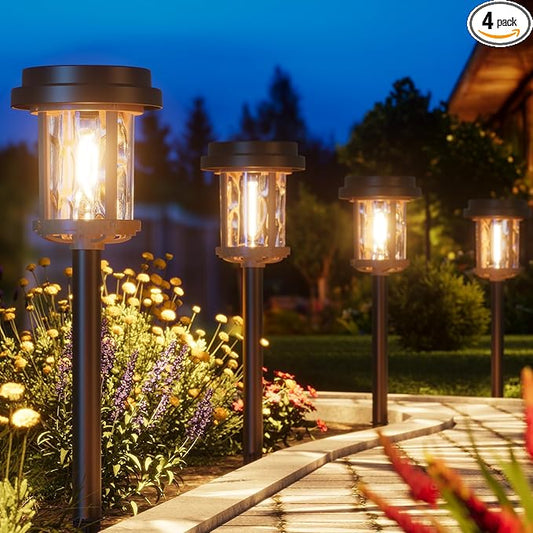 XMCOSY+ Solar Garden Lights Waterproof - 20 LM Solar Pathway Lights, Water Lens Glass Outdoor Lighting for Garden Yard Walkway Driveway Landscape (Warm White)-VerdiqueGarden