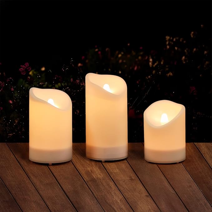 2 in 1 Rechargeable Candles, USB Solar Candles Outdoor Waterproof, Long Lasting Battery Operated Led Electric Flickering Flameless, for Outdoor Lanterns, Wedding, Christmas, Table Decorations-VerdiqueGarden