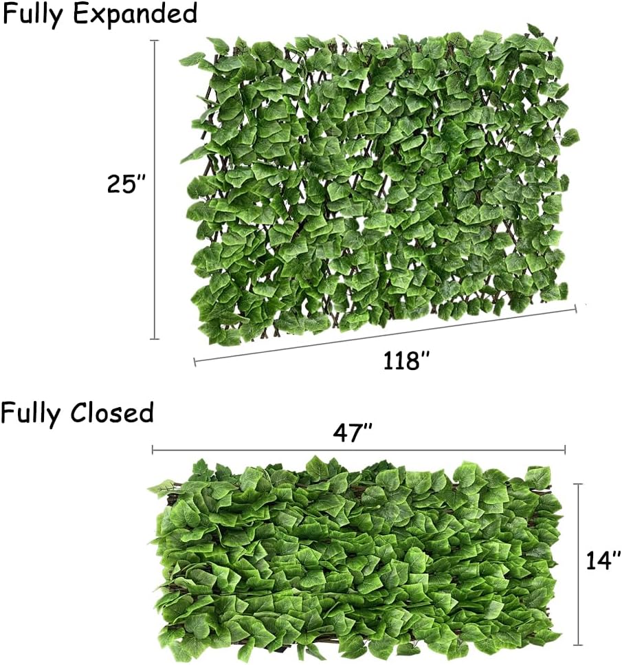 Expandable Fence Privacy Screen for Balcony Patio Outdoor,Decorative Faux Ivy Fencing Panel,Artificial Hedges (Single Sided Leaves)……-VerdiqueGarden