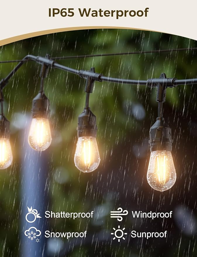 XMCOSY+ Outdoor String Lights, Smart Patio Lights 72.5Ft, APP WiFi Control, Compatible with Alexa, Waterproof Dimmable Edison Outdoor Lights for Patio Outside-VerdiqueGarden