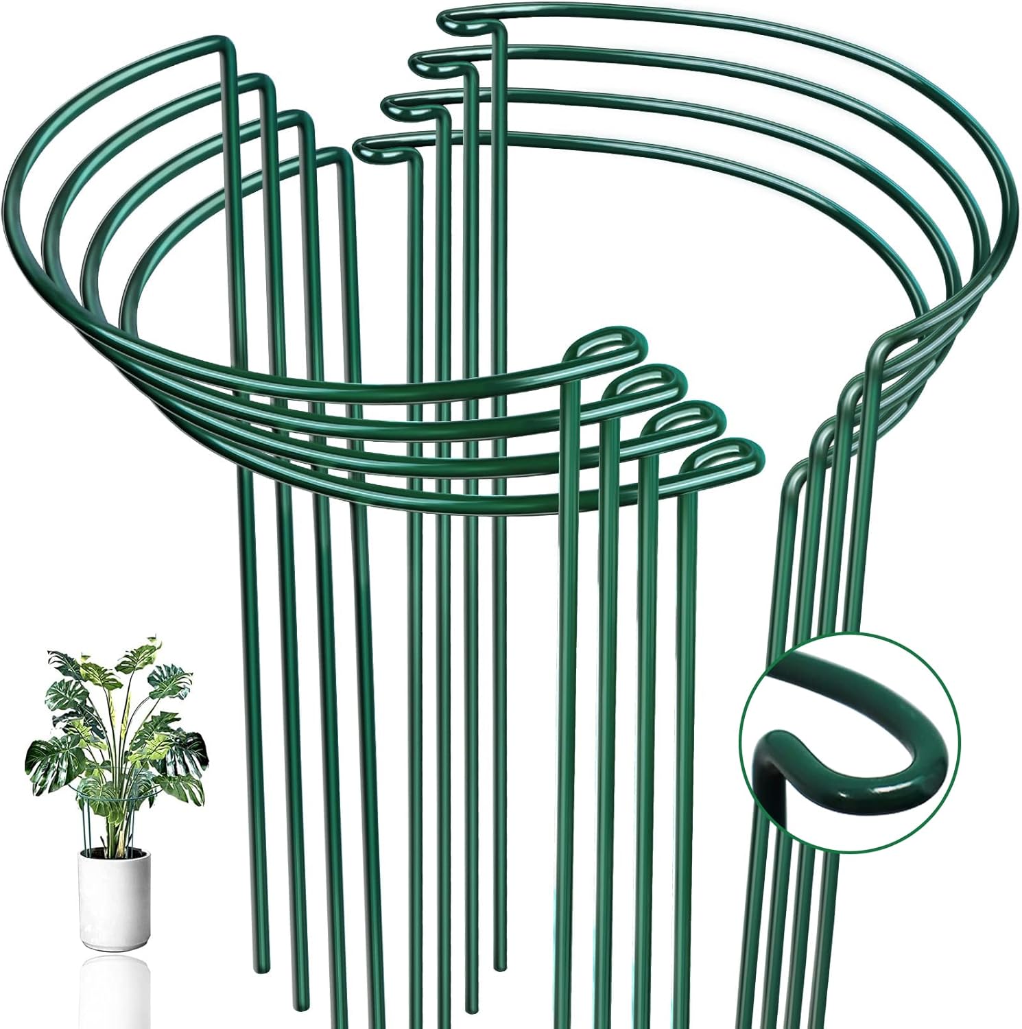 8 Pack Half Round Plant Support Stakes Sets - Strong Plant Support, Versatile Plant Cages, Durable Plant Stakes, Plant Support Rings for Indoor and Outdoor Plants, Such as Peonies, Hydrangeas, Roses-VerdiqueGarden