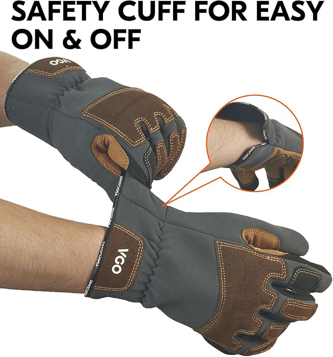 Vgo... 1-Pair Gardening Gloves Men, Safety Work Gloves, Puncture-proof, Thornproof, Touchscreen (SL7475)-VerdiqueGarden