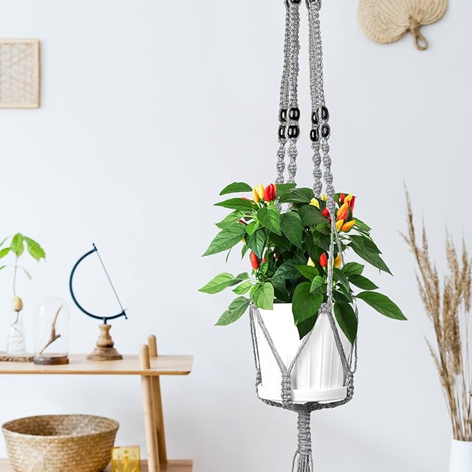 Hoteam 12 Pcs Macrame Plant Hangers Macrame Hanging Planters for Indoor Plants Handmade Boho Hanging Baskets Flower Pots Holder for Outdoor Home Wall Decor-VerdiqueGarden