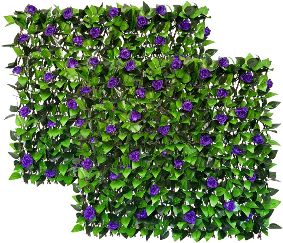 Expandable Fence Privacy Screen for Balcony Patio Outdoor,Decorative Faux Ivy Fencing Panel,Artificial Hedges-VerdiqueGarden