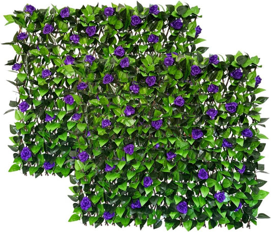 Expandable Fence Privacy Screen for Balcony Patio Outdoor,Decorative Faux Ivy Fencing Panel,Artificial Hedges-VerdiqueGarden