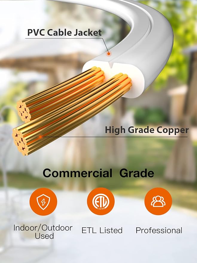 addlon 48 FT Outdoor String Lights Commercial Grade Weatherproof, 18 Edison Vintage Bulbs, 15 Hanging Socketsand 3 Spare Bulbs, ETL Listed Decorative Cafe Patio Lights for Bistro Garden, White-VerdiqueGarden