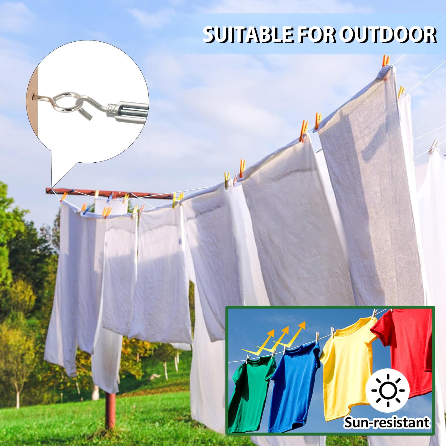 Turnbuckles for Cables Wire, 1/8" X 100Ft White PVC Coated Wire Rope Kit, Multi-use Steel Cable for Grape Vines/Clothes Line Outdoors for T Post/String Light Hanging/Garden Wire-VerdiqueGarden