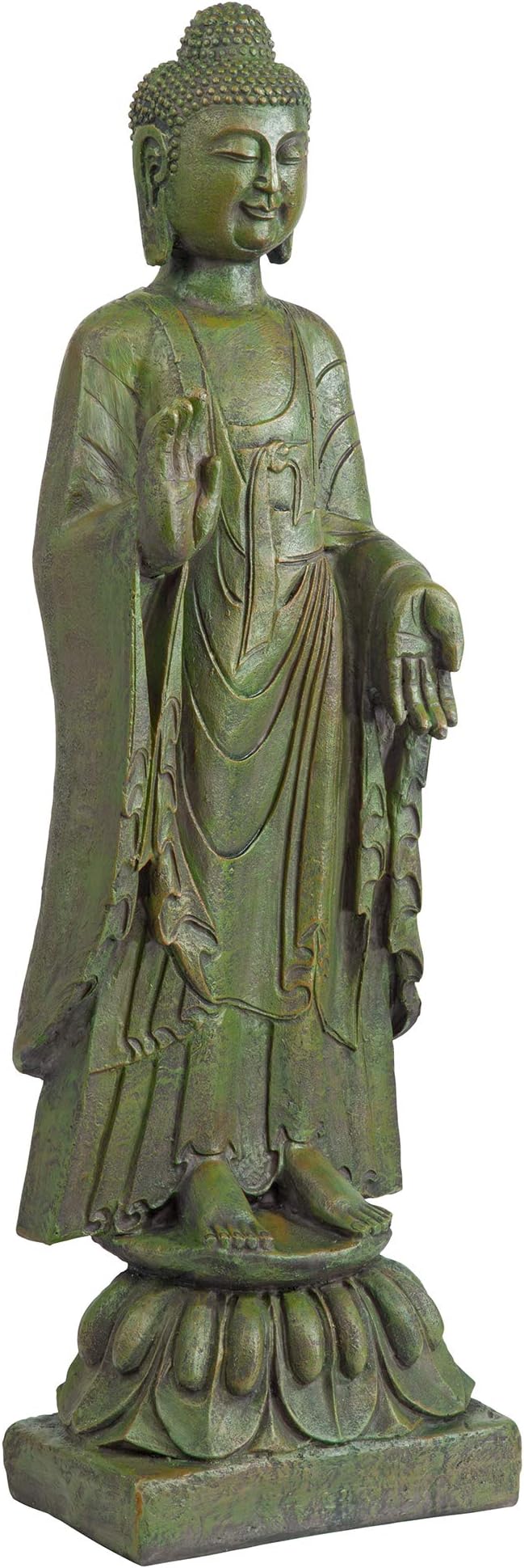 Design Toscano Enlightened One Asian Decor Indoor/Outdoor Garden Statue, 12 inches Wide, 40 inches Tall, Cast Stone Resin, Green Bronze Finish-VerdiqueGarden