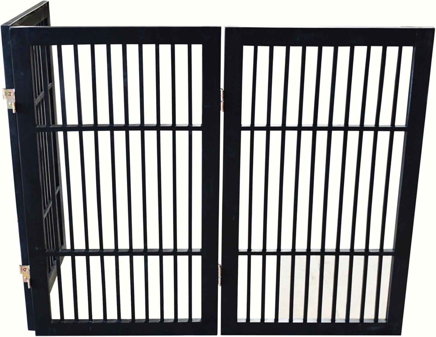 Pet Dog Gate Strong and Durable Freestanding Folding Acacia Hardwood Portable Wooden Fence Indoors or Outdoors by Urnporium (Black Pet Gate, 3 Panel 30" Tall)-VerdiqueGarden