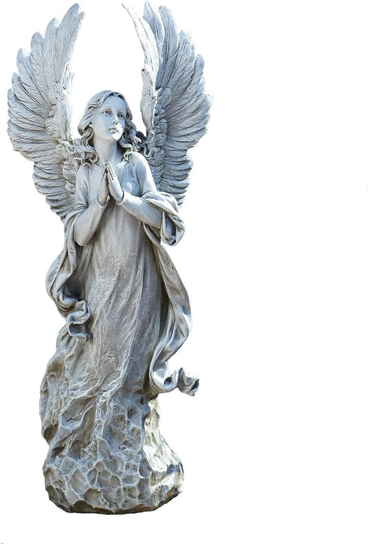 Joseph's Studio by Roman - Collection, 21" H Praying Angel W/Wings, Made from Resin, High Level of Craftsmanship and Attention to Detail, Durable and Long Lasting-VerdiqueGarden