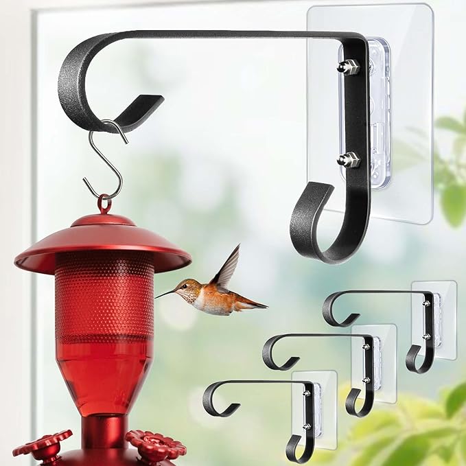 Bird Feeder Hanger Window Mount: Metal Hanging Bird Feeder 8Inch - Geometric Window Hummingbird Feeder - for Outside Decorative - 4pcs-VerdiqueGarden