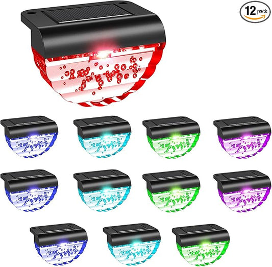 12 Pack Solar Deck Lights Outdoor, Solar Step Lights Waterproof for Outside, Yard, Patio, Garden, Pool, Railing, Stairs, Fence (Color Changing)-VerdiqueGarden