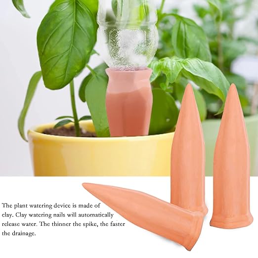 10 Pcs Clay Self Watering Planter Insert Self Watering Spikes Vacation Plant Watering Devices Used in Holidays-VerdiqueGarden