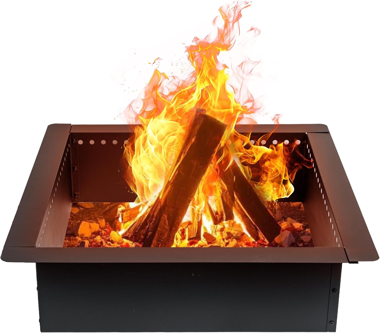 42 inch Square Fire Pit Ring, Heavy Duty Firepit Ring, DIY Campfire Insert Above or In-Ground, for Outdoor, Camping, and Bonfires-VerdiqueGarden