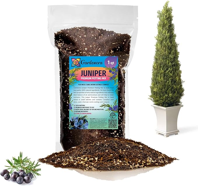 Premium Juniper Potting Soil Mix - Perfect Balance of Nutrients, Drainage, and Aeration for Healthy Juniper Trees - 1 Quart-VerdiqueGarden