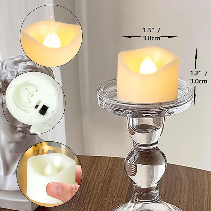 CANDLE CHOICE Battery Operated Flameless Tea Lights Bright Flickering LED Tealight Votive Candles for Wedding Party Table Centerpieces Halloween Christmas Decorations Batteries Incl Warm White 36 Pack-VerdiqueGarden