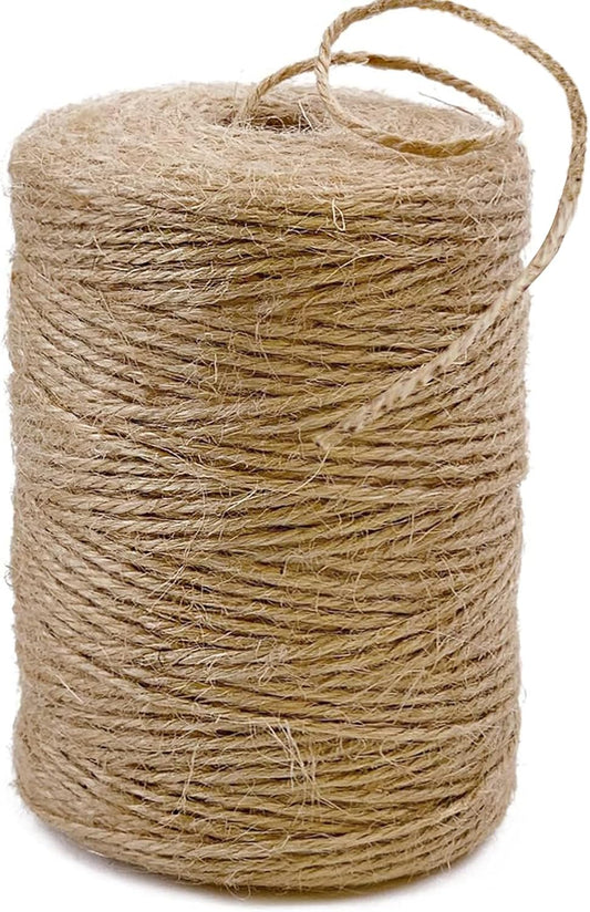656 Feet 3Ply Jute Twine String, 2mm Natural Brown Thick Twine Rope for Crafts, Gardening, Tomato, Climbing Plant, Tie Floristry, Gift Wrapping Packing, Christmas, Wedding Decor-VerdiqueGarden