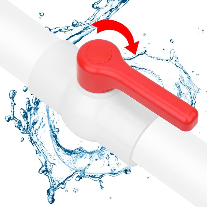 2-1/2" PVC Ball Valve Water Pipe Shut-off Valve Socket with Red T-Handle for Cold Water Supply lines, Irrigation Pipe fitting System(Socket x Socket), 2.50" PVC Water Shut-off Valves Fitting, SCH40-VerdiqueGarden