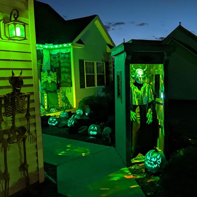 Hompavo 【Upgraded LED Flame Light Bulbs, 3 Modes Flickering Light Bulbs, E12 Chandelier Base Candle Fire Light Bulb for Halloween Christmas Party Porch Indoor & Outdoor Home Decoration, Green 6 Pack-VerdiqueGarden