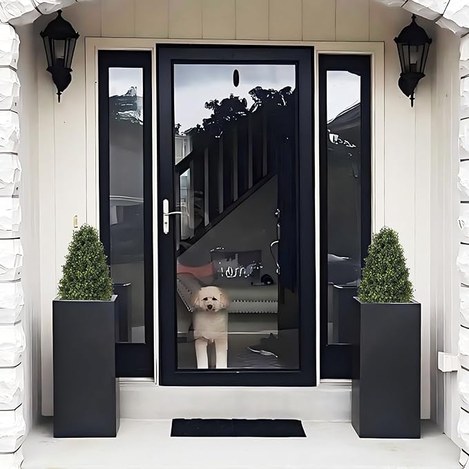 30" Boxwood Topiary Trees Artificial Outdoor Set of 2, UV Resistant Faux Plants for Front Porch Planters, Realistic Cone-Shaped Fake Bushes & Shrubs, 2.5ft Evergreen Decoration-VerdiqueGarden