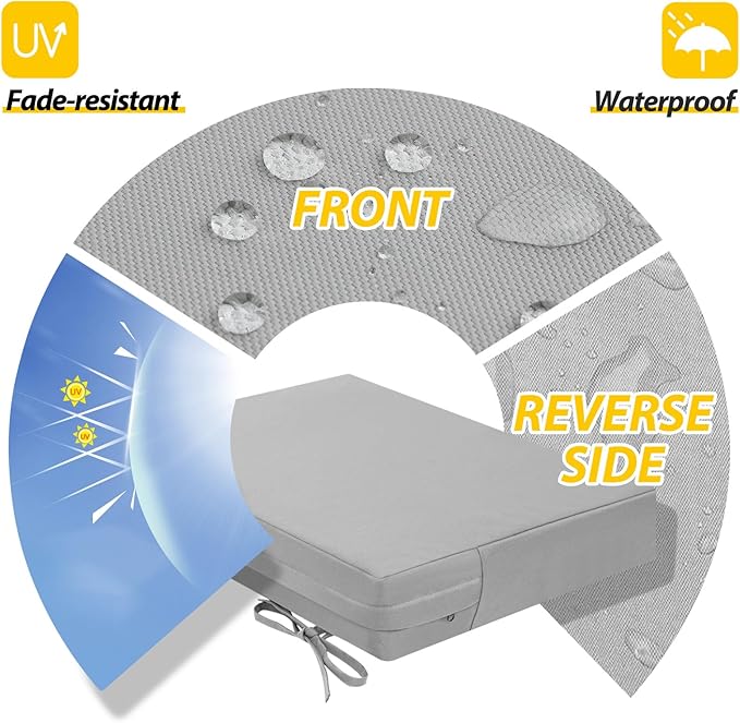 AAAAAcessories Outdoor Seat Cushions for Chairs, Waterproof, Fade-Resistant Patio Furniture Replacement Cushions, 20" x 18" x 3", Set of 2, Gray-VerdiqueGarden