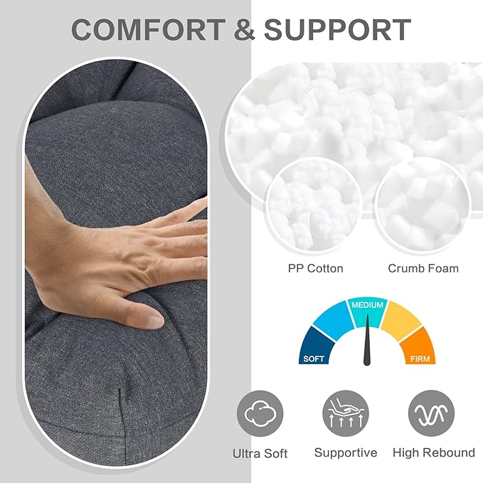 Aoodor 19" x 19" x 5" Tufted Outdoor Chair Cushions, Water Resistant & Fade Resistant Polyester Dining Chair Pads with 2 Straps for Patio Furniture, Set of 4-VerdiqueGarden