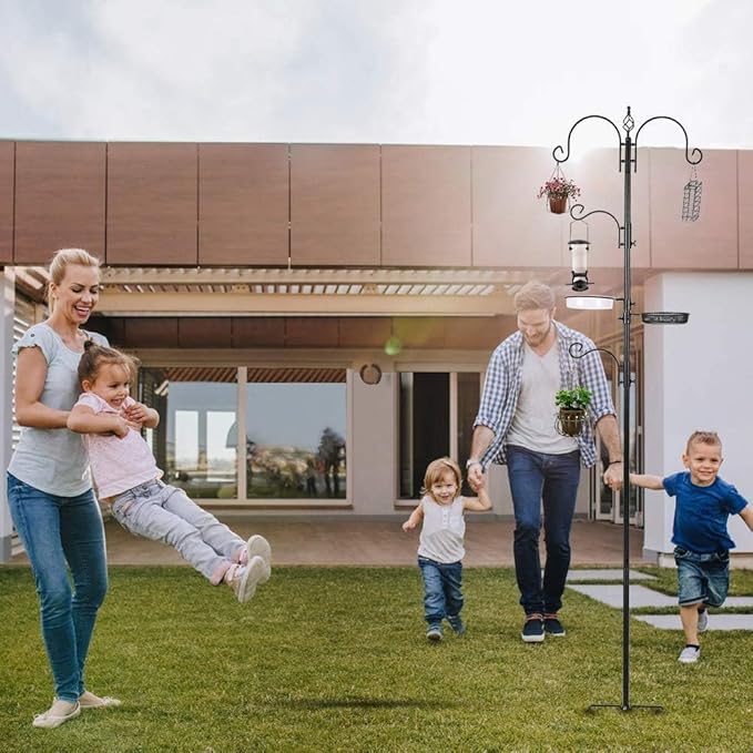 ERYTLLY Bird Feeding Station Kit Bird Feeder Pole Wild Bird Feeder Hanging Kit Planter Hanger Multi Feeder Hanging with Metal Suet Feeder Bird Bath for Attracting Wild Birds-VerdiqueGarden
