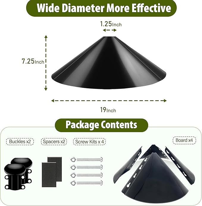 19-inch Squirrel Baffle, Squirrel-Proof for Bird Feeder Pole, Birdhouse Baffle for Shepherd's Hook in The Outdoors,Black(1 Pack)-VerdiqueGarden