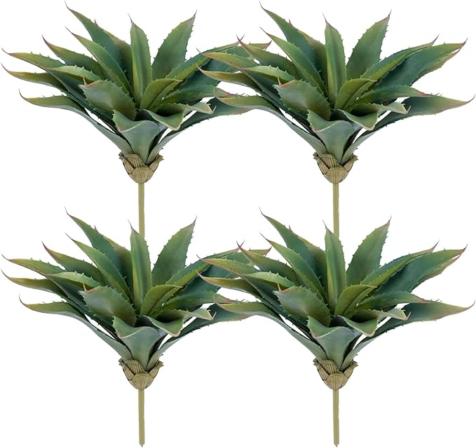 Veryhome Succulents Plants Artificial Aloe Plant, 12.5Inch Large Faux Succulents Unpotted, Premium Crafting DIY Greenery Decor for Indoor & Outdoor(4Pcs-Green)-VerdiqueGarden
