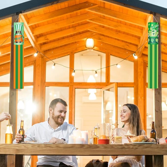 4 Pieces St. Patrick's Day Windsock Shamrock Windsock Flag Irish Green Truck Pattern Design Windsock Outdoor Hanging Decoration for St. Patrick's Day Backyard Garden Balcony Decor, 35 Inch-VerdiqueGarden