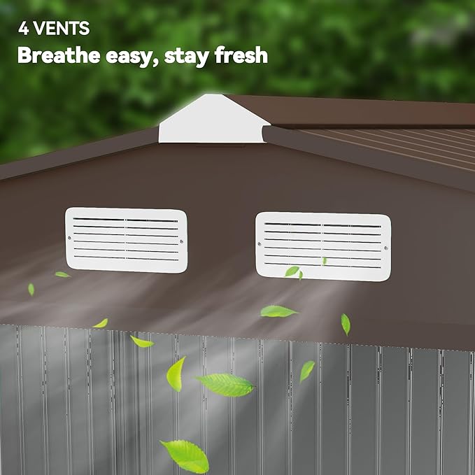 Outsunny 9' x 6' Outdoor Storage Shed, Garden Tool Metal Shed with Foundation Kit, Double Lockable Door, Air Vents and Sloping Roof, for Backyard, Patio, Lawn, Yellow-VerdiqueGarden