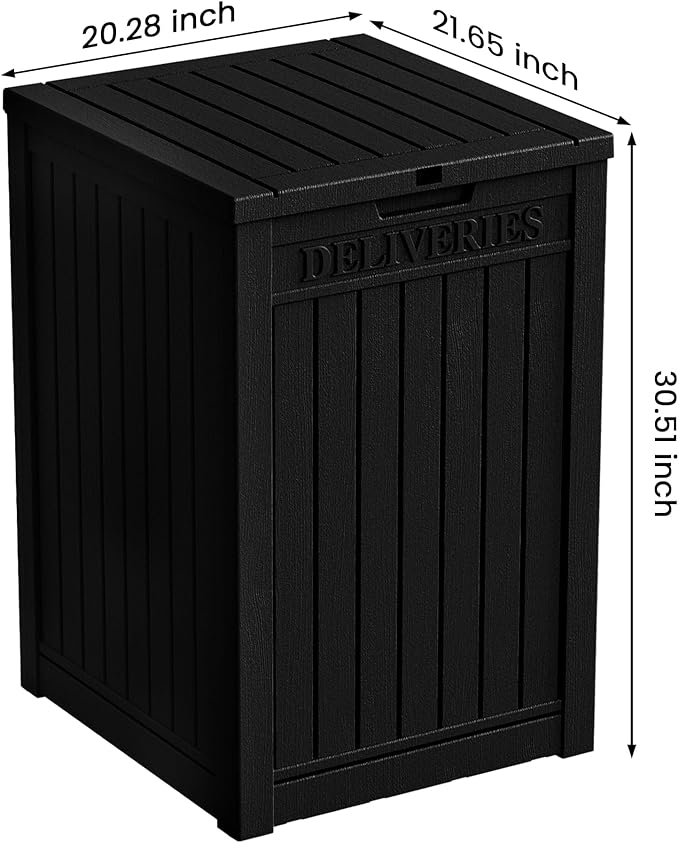 55 Gallon Outdoor Storage Box, Waterproof Resin Deck Box for Patio, Pool, and Garden, Lockable Bin for Cushions, Tools, and Accessories, UV-Resistant, Black-VerdiqueGarden
