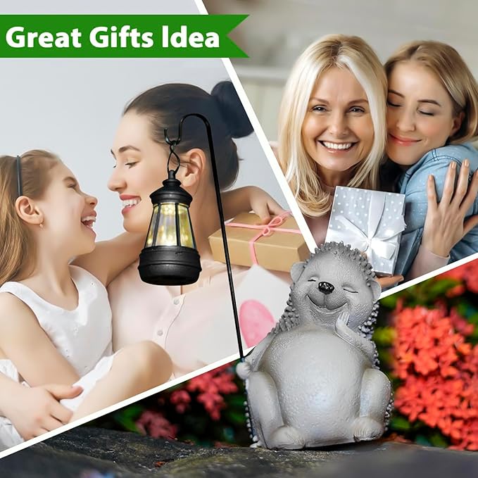 Solar Hedgehog Statue Garden Decor, Solar Hedgehog Statue Lights Outdoor, Waterproof for Patio, Balcony, Yard, Lawn, Father Day & Mother Day Garden Housewarming Gifts for Women, Men, Mom, Dad, Grandma-VerdiqueGarden