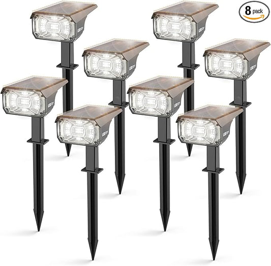 Solar Spot Lights Outdoor,40 LEDs Solar Outdoor Waterproof Landscape Lights with 3 Light Modes, Solar Powered Garden Yard Wall Lights Auto On,Off for Patio 8 Pack-VerdiqueGarden