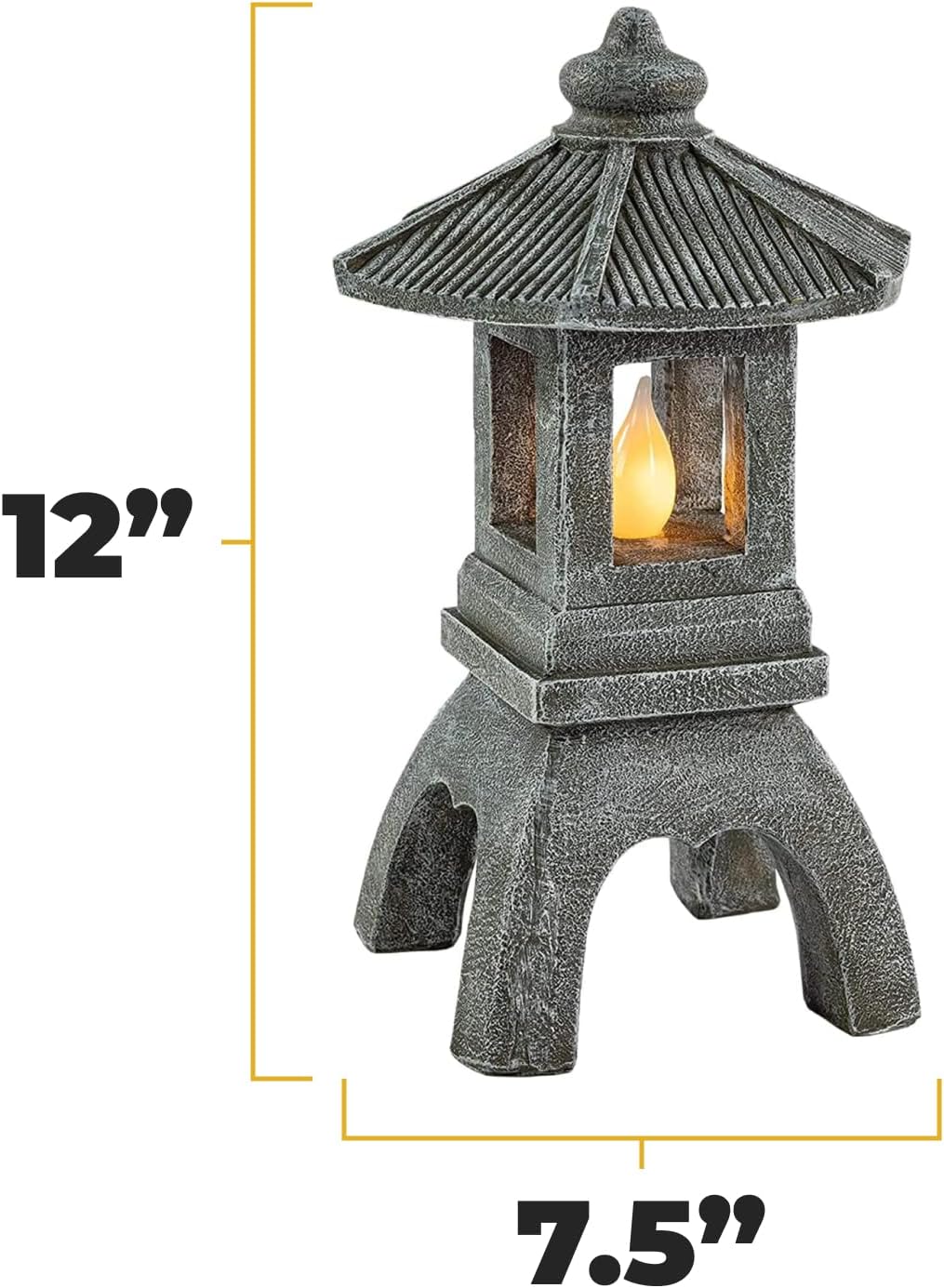 VP Home Pagoda Garden Statue, Solar Powered Statue Japanese Garden Decor, Outdoor Zen Garden Lantern, Flickering LED Garden Light (Tranquil Pagoda)-VerdiqueGarden