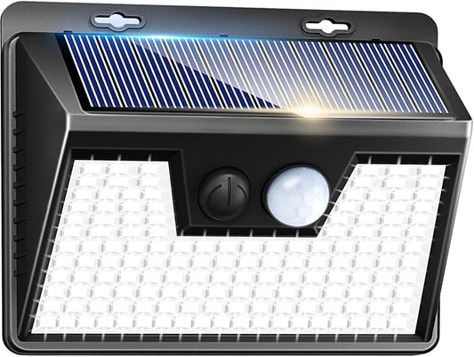 Peasur Solar Lights Outdoor Motion Sensor, 140 LED Solar Powered Fence Light Waterproof, 3 Modes Security Wall Lighting for Outside Deck Yard-VerdiqueGarden