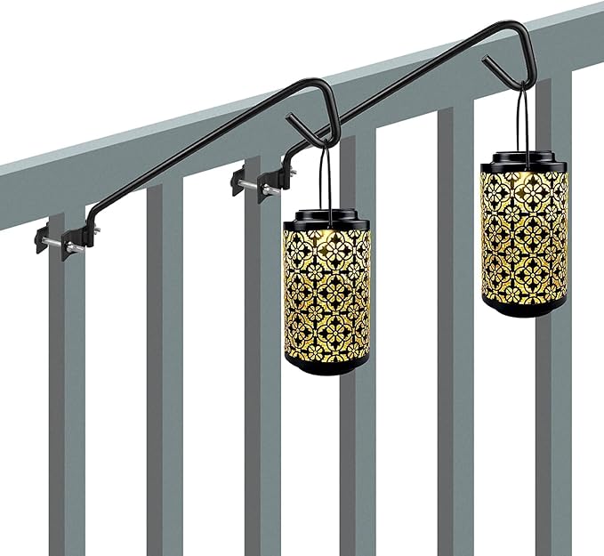 11 inches Fence Deck Hook Rail Hook Hanging Hook Mounting Kit Heavy Duty Bird Feeder Hook, Decorative Hook Hanger for Bird Feeders, Planters, Suet Baskets, Lanterns on Balcony Porch Railing Fence-VerdiqueGarden