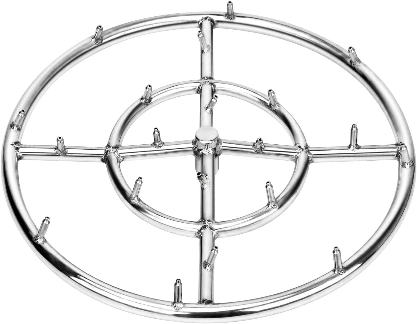 Stanbroil 18" Stainless Steel Round Jet Burner Ring for Natural or Propane Gas Fire Pit, 304 Series Stainless Steel, Double Ring-VerdiqueGarden
