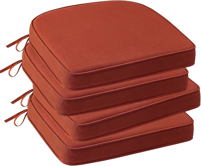 Outdoor Sunbrella Round Corner Seat Cushion, 17"x16"x2", Set of 4, Non Slip Seat Cushion Pads with Removable Cover for Patio Furniture, Garden Yard Lawn, Spectrum Grenadine-VerdiqueGarden