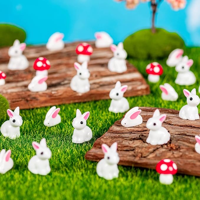 280Pcs Mini Bunny, Mini Resin Bunny Animals, Miniature Rabbit for Landscape Ornaments Miniature Garden Decor Potted Plant,Cake Topper Decoration-VerdiqueGarden