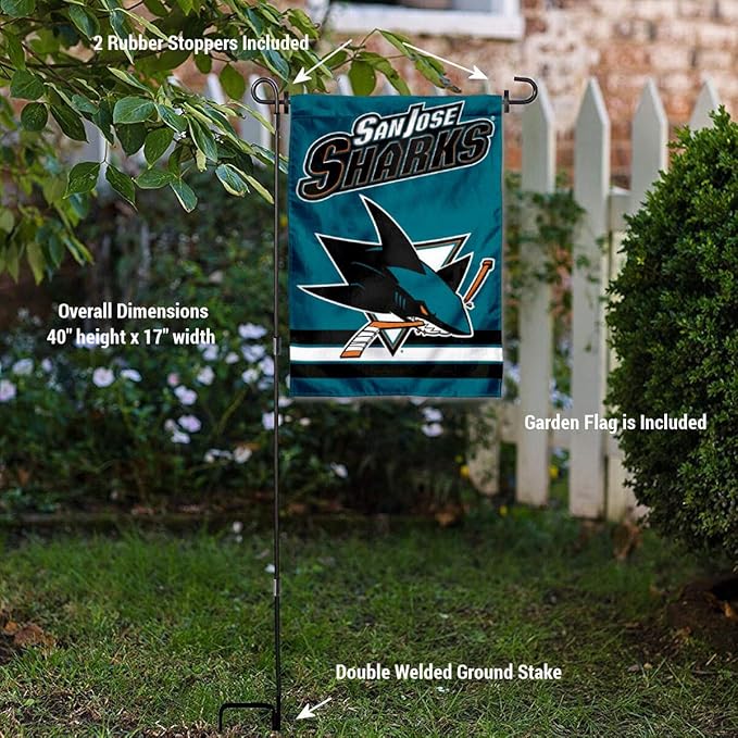 WinCraft San Jose Sharks Garden Flag with Pole Stand Holder-VerdiqueGarden